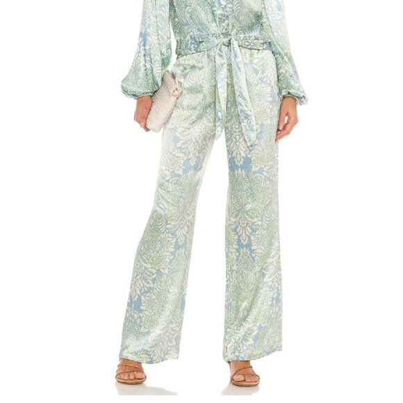 Alexis Blue and Green Damask Patterned Kaloni Pants Size S - Picture 5 of 14